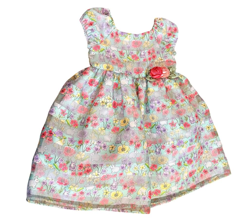 Laura Ashley Dress Easter Rabbits Floral Spring Size 3T